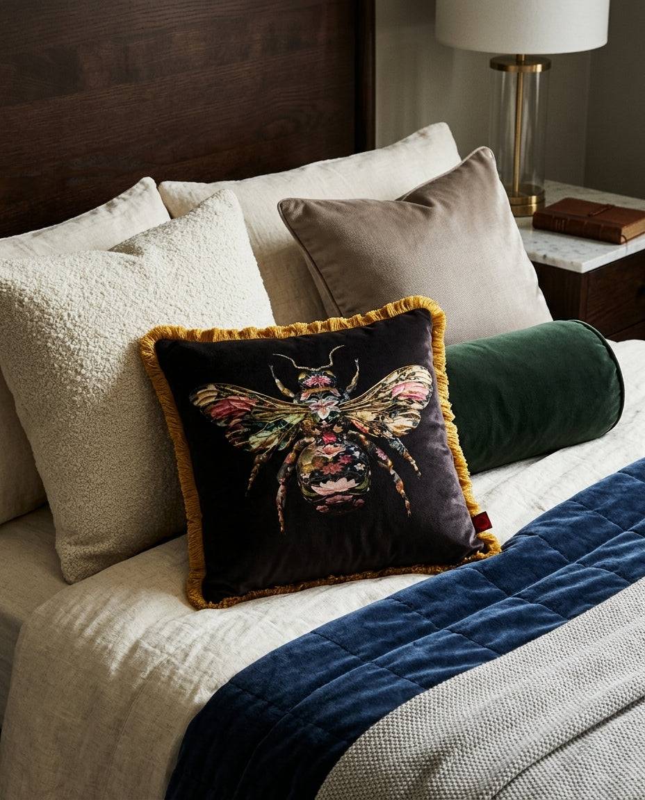 Bee Cushion from our Insects Noir Collection