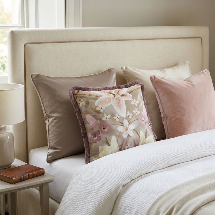 Flora Botanicus Bubblegum Linen Fringed Cushion