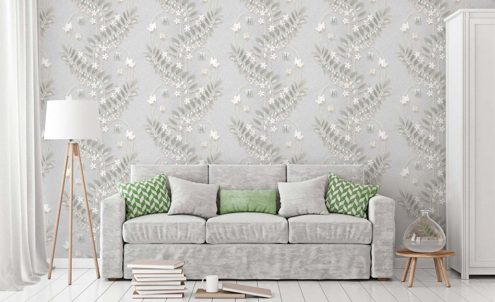 Floral wallpaper pattern Solomon's crown in Roomset