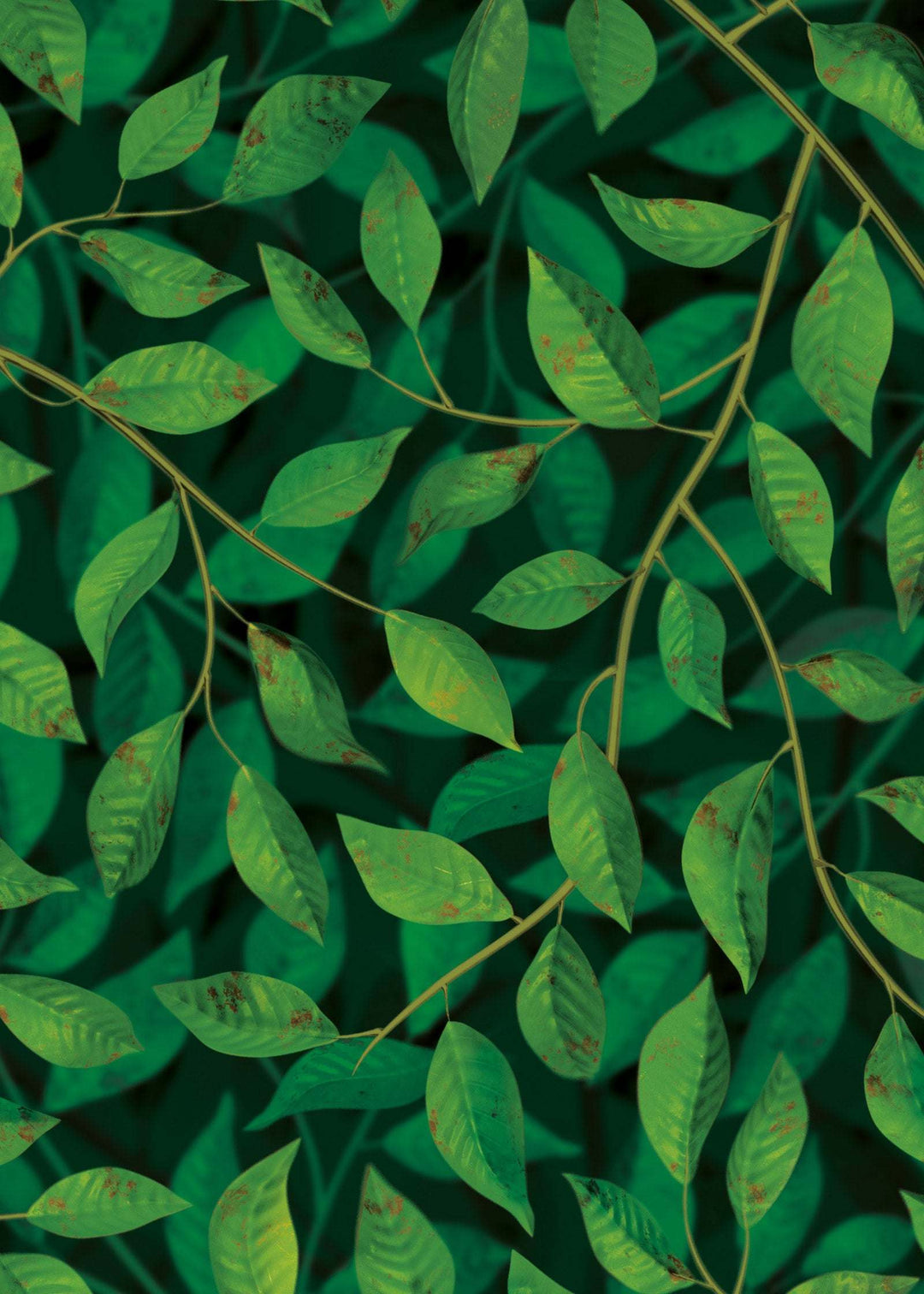 Dark Million Leaves SUPERSIZED wallpaper with large detailed leafy canopy pattern