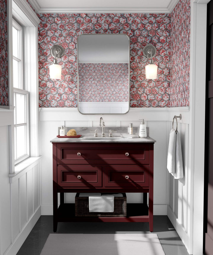 Geometric Wallpaper Hex : Royal Delft Red