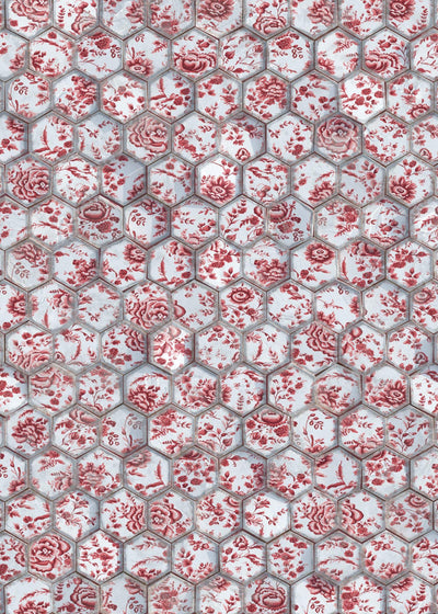 Geometric Wallpaper Hex : Royal Delft Red