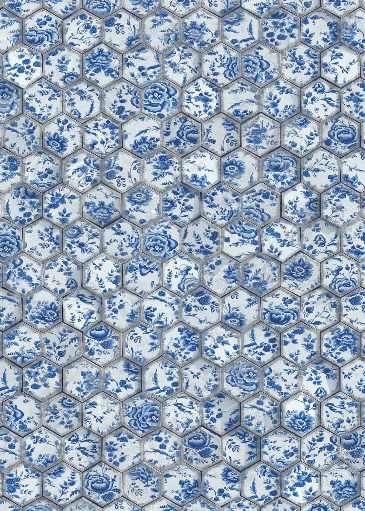 Geometric Wallpaper : Hex : Royal Delft Blue