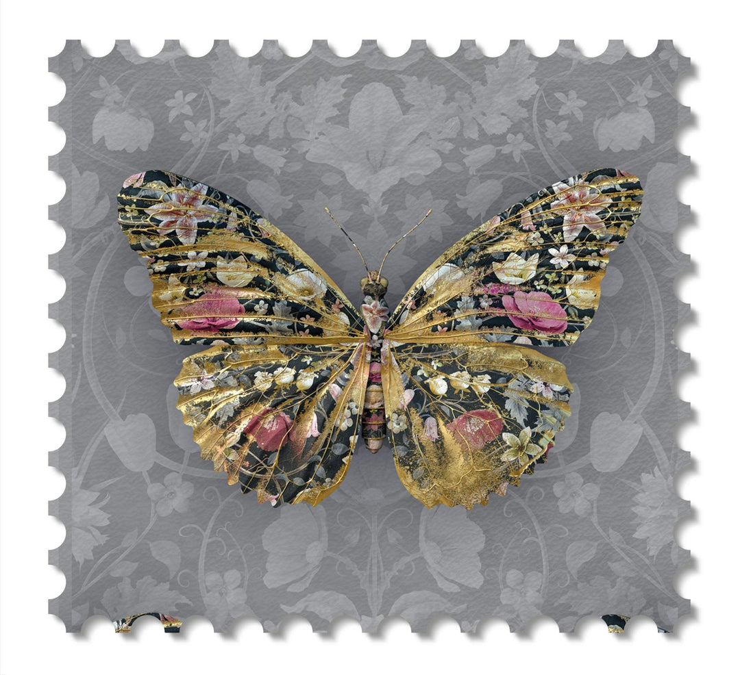 Insects Noir : Papilio in Grey- wallcovering swatch
