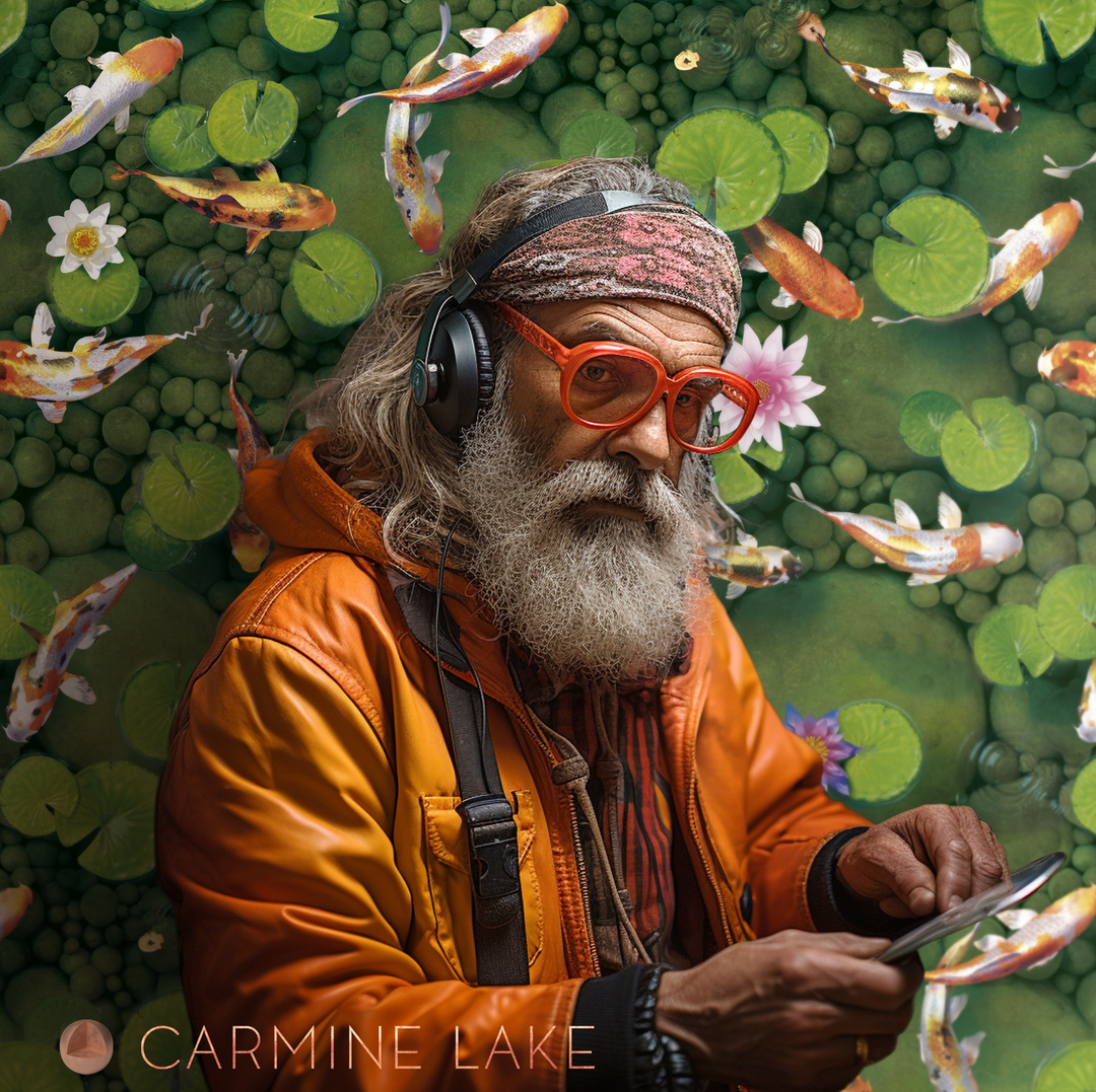 Koi Carp Fish Wallpaper featuring detailed koi fish and lily pads in moss green background