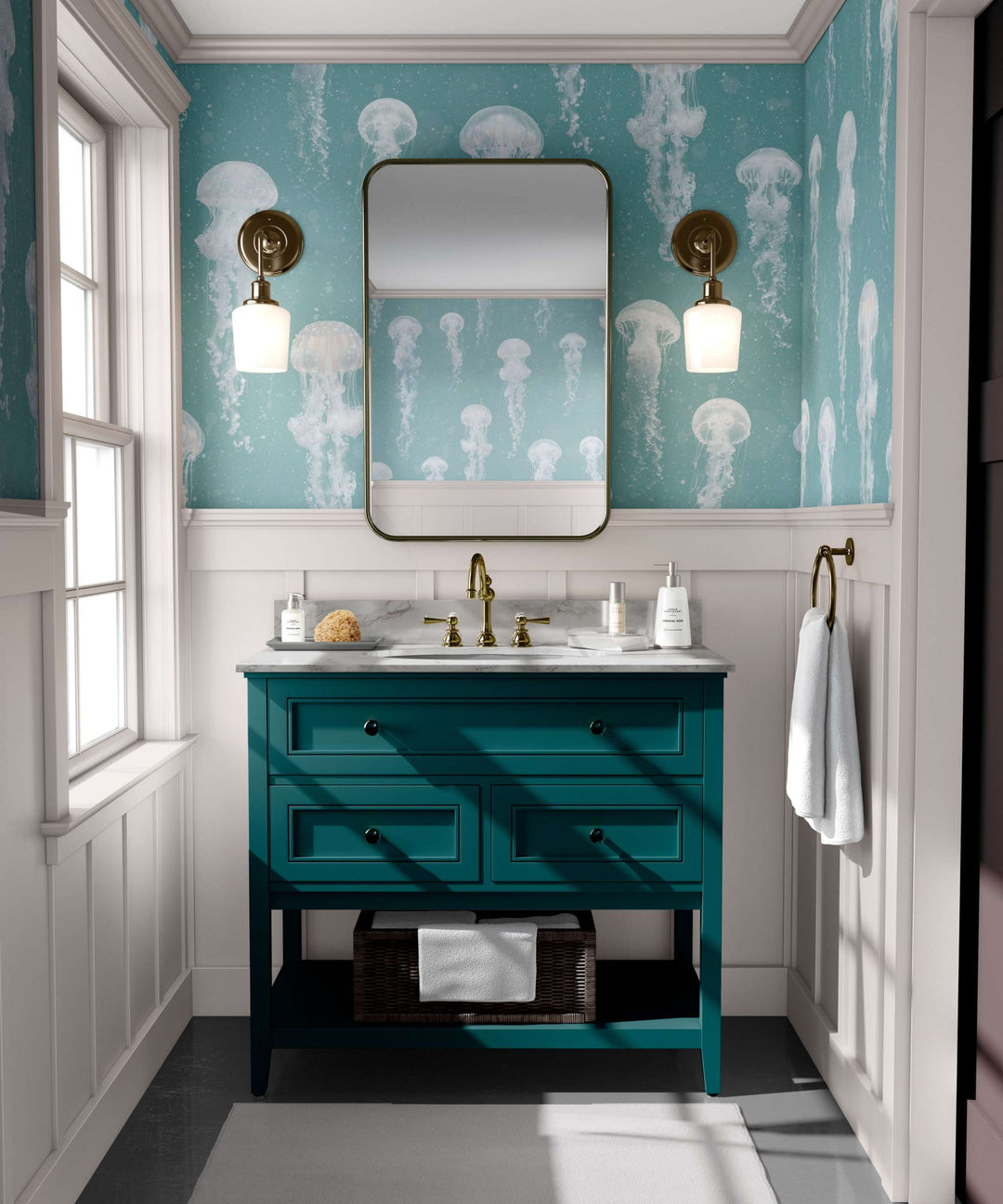 Luxury Jellyfish Wallpaper - Soft Teal