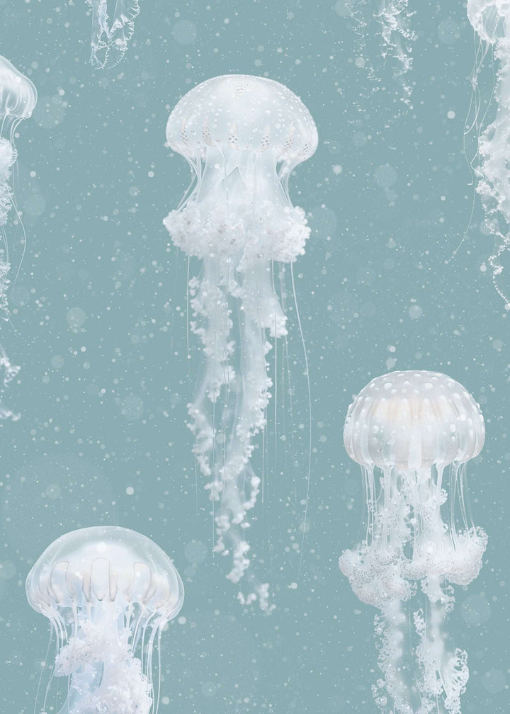 Luxury Jellyfish Wallpaper - Soft Teal