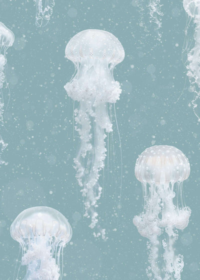 Luxury Jellyfish Wallpaper - Soft Teal