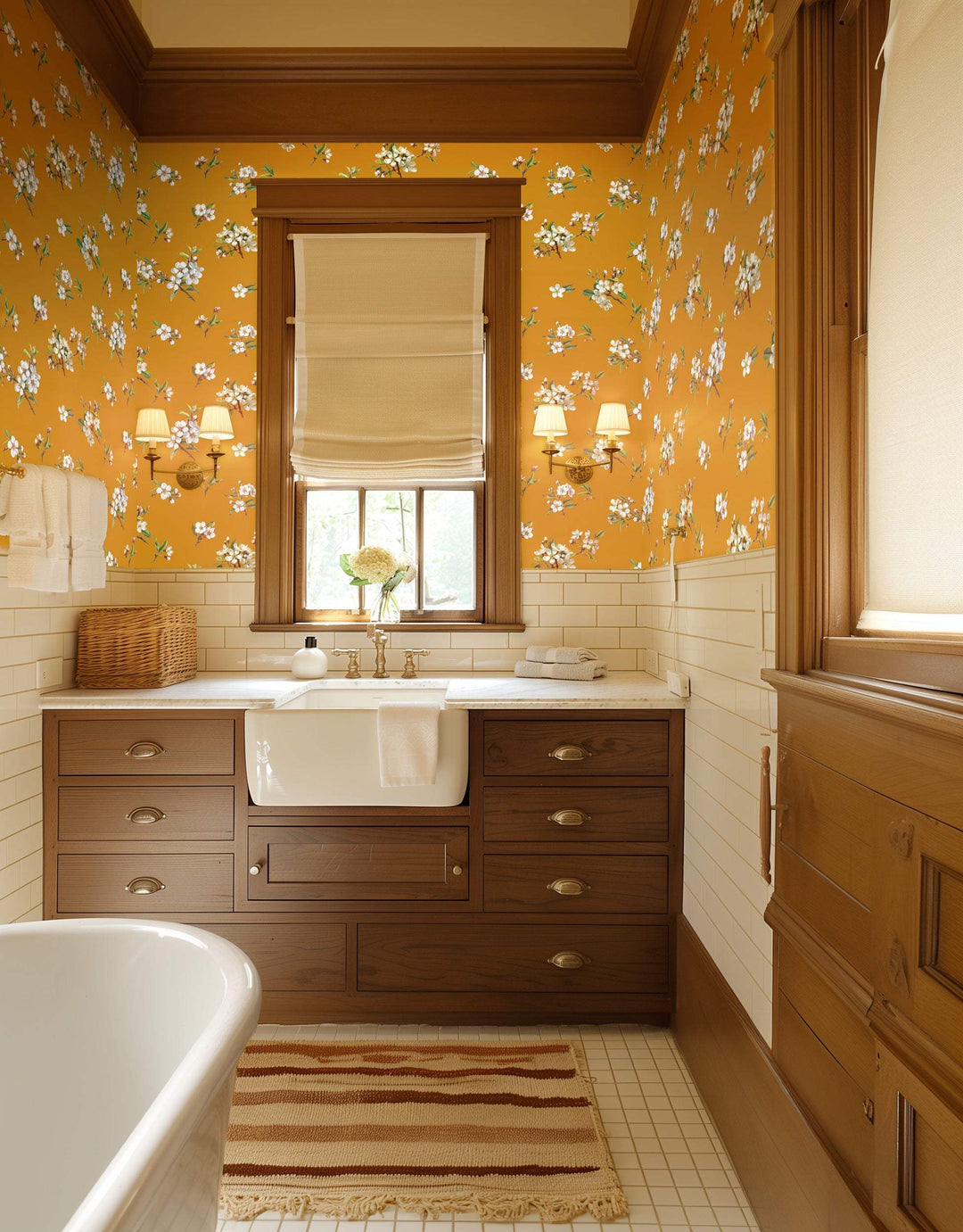 Freda Kahlo wallpaper in Mostaza colourway