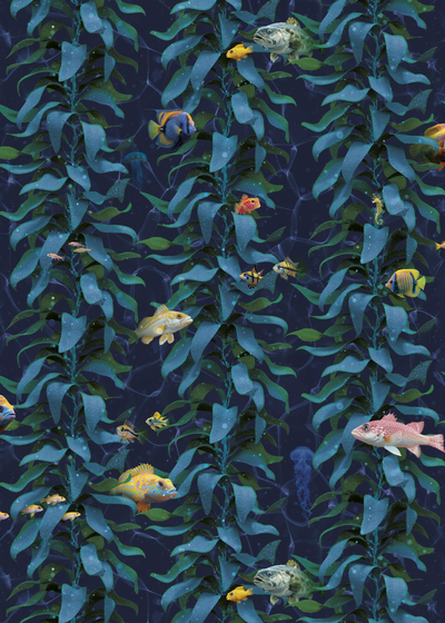 Luxury Sea Kelp Wallpaper in Aqua colourway