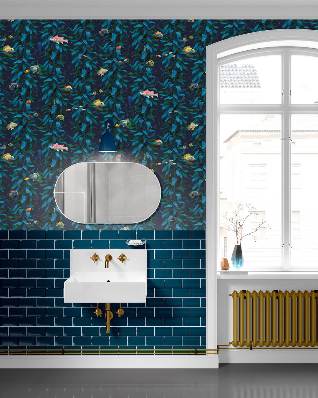 Luxury Sea Kelp Wallpaper in Aqua colourway