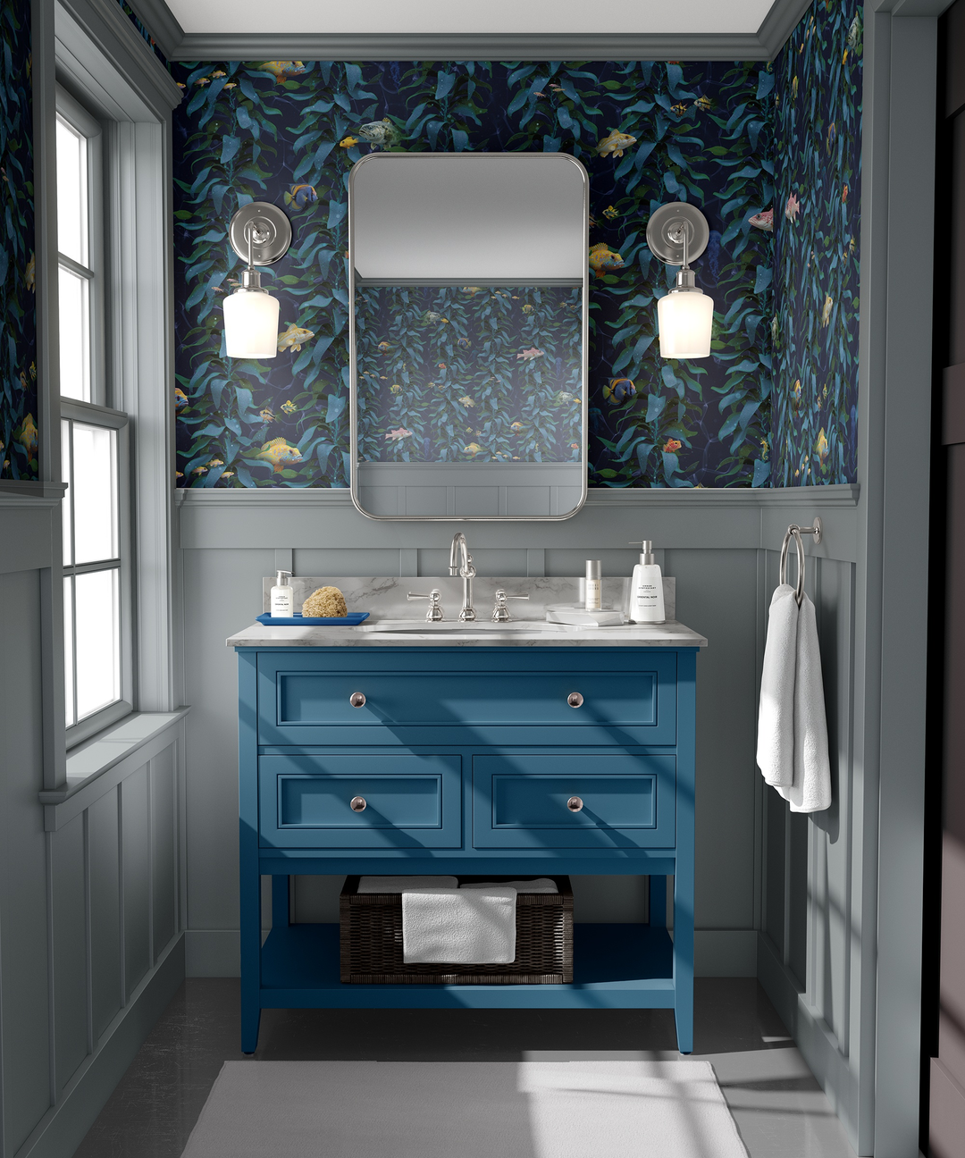 Luxury Sea Kelp Wallpaper in Aqua colourway