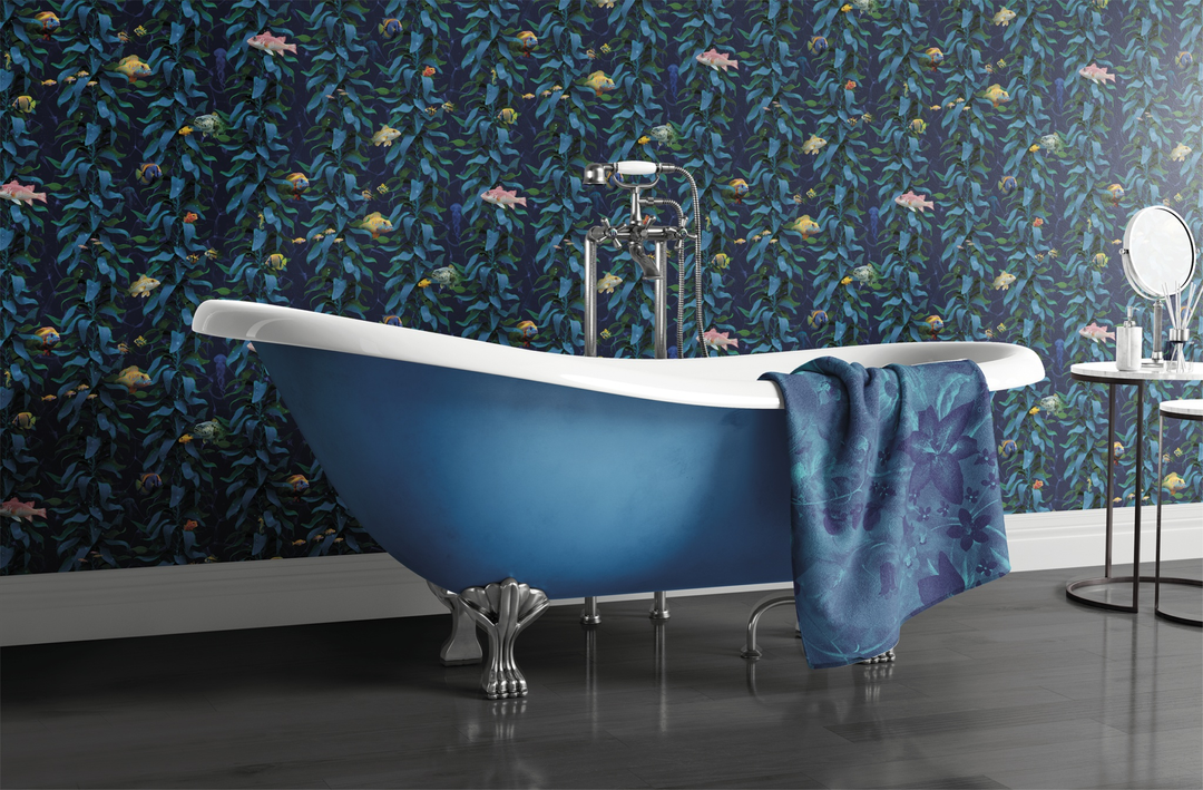 Luxury Sea Kelp Wallpaper in Aqua colourway