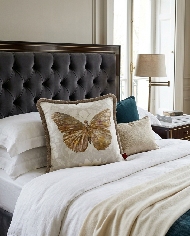 Papilio Botanicus Bubblegum Linen Fringed Cushion