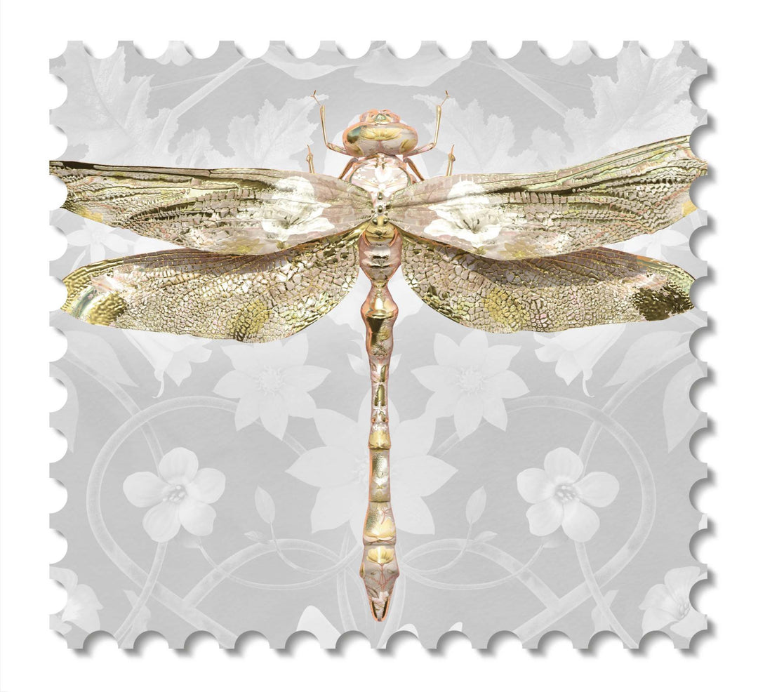 Insects Jour Anisoptera Botanicus in Grey- wallcovering swatch