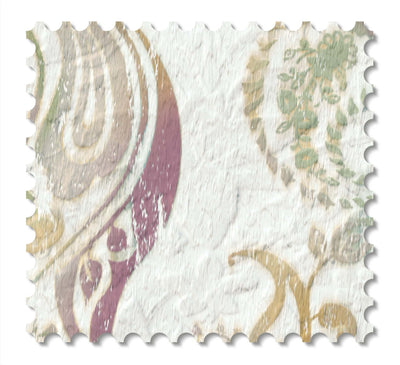 Jaipur Wallcovering Swatch with intricate patterns in muted pink and green hues.