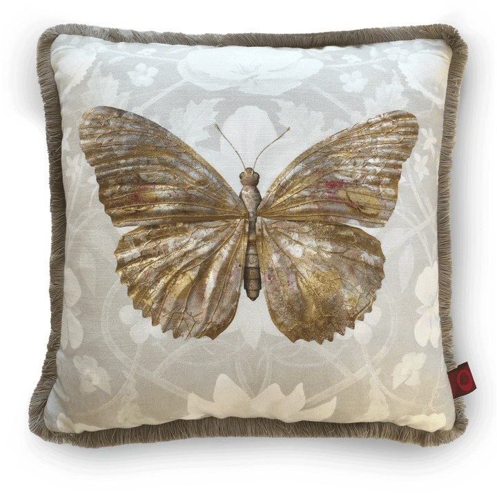 Papilio Botanicus Bubblegum Linen Fringed Cushion
