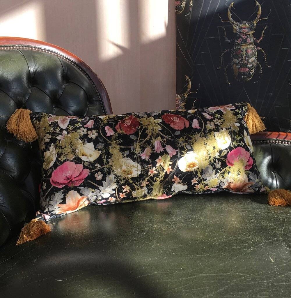 Double Bombus Botanica Cotton Tasseled Bolster Cushion