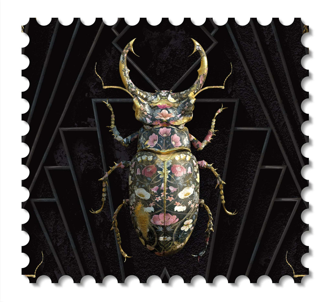 Insects Noir- Lucanidae Botanicus Wallcovering Swatch