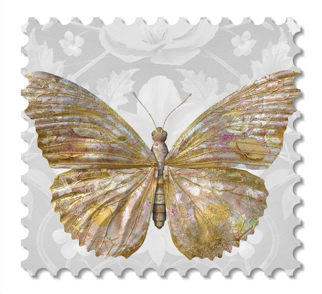 Insects Jour : Papilio Botanicus in Grey- wallcovering swatch