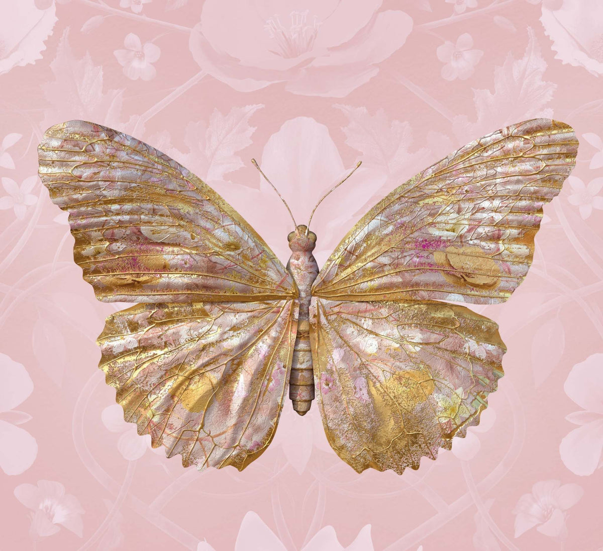 Pink Butterfly Wallpaper - Papilio Bubblegum Botanicus in Powder Pink