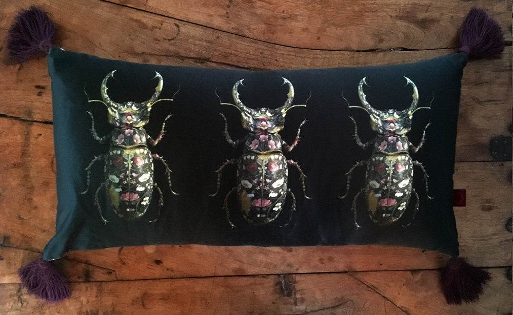 Lucanidea Silk Satin Tasselled Bolster cushion